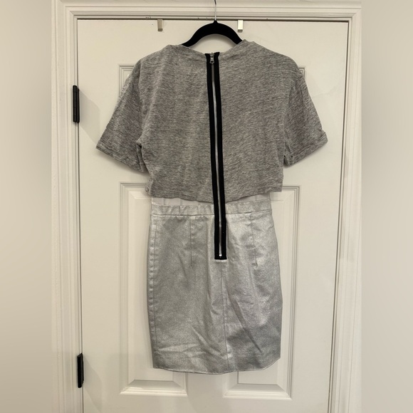 Small RtA Naomi Metallic Short Sleeve Mini Dress in Sound Silver - Picture 9 of 12
